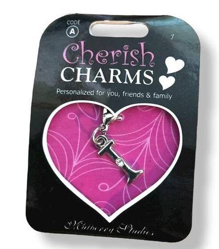 Cherish  Charms I Monogram Initial Bracelet Charm NEW NWT Silvertone