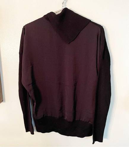 ALL SAINTS Size Small Black Merino Wool Black Button Cowl Neck Collared Top