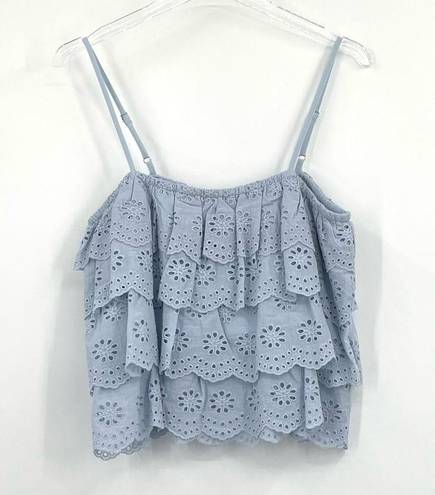 AQUA  Tiered Eyelet Camisole Top in Blue Size Small NWT