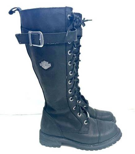 Harley Davidson  Black Savannah Suede Leather Knee High Boots Size 6