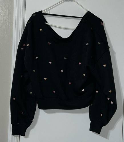 Vintage Havana  Black open back Heart Sweater Small