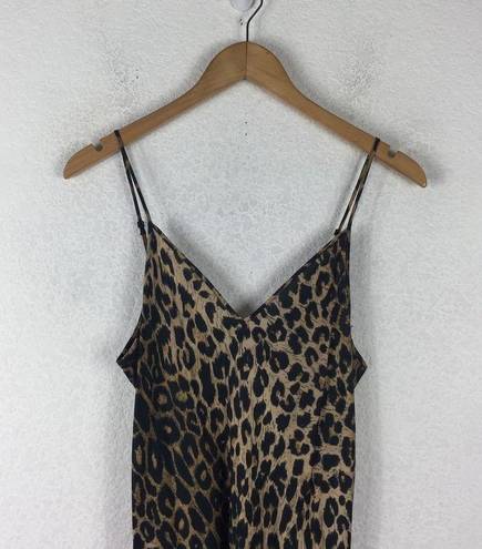 ALLSAINTS  Hera Leopard Print Satin Sleeveless Midi Slip Dress Medium