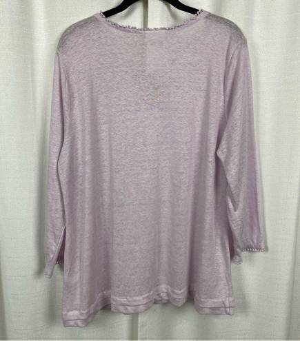 J.Jill  Love Linen Pale Orchid Linen Sweater Sz.L NWT