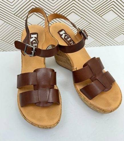 Kork-Ease  Women's Brie Leather Cork Open Toe Sandals Brown Size 7