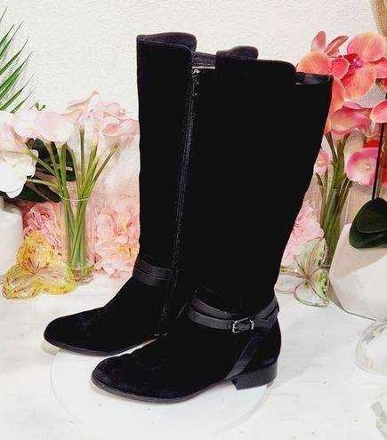 Via Spiga  Tall Boots Prish Riding Boots Black Suede Leather Sz 7.5