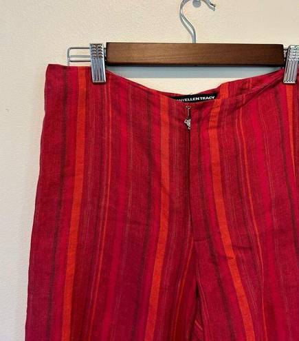 Krass&co  Ellen Tracy womens red striped linen pants size 4