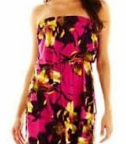 a.n.a  tropical strapless blouson dress size large