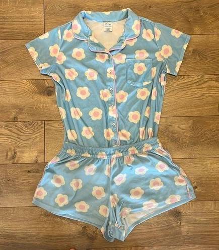 Art Class  Flower Printed Plush Pajama Set 🌸🩵 Womens Small