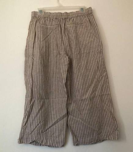  BEACH LUNCH LOUNGE Lightweight Linen Cotton Cropped Pant Brown