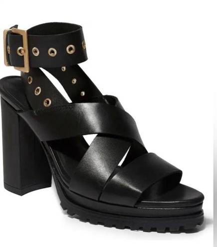 ALLSAINTS  Sienna Leather Platform Sandal Black wrap strap w/ buckle 8.5US/39EU