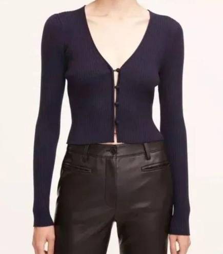 Rebecca Taylor New  Navy Ribbed Merino Cropped Cardigan Size XL