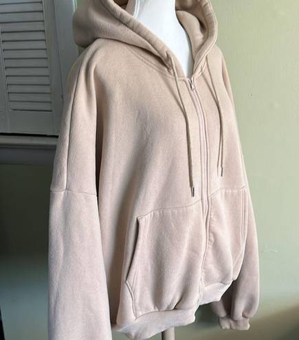 Lounge Mable cream oversized balloon sleeve zip up hoodie sweatshirt  jacket