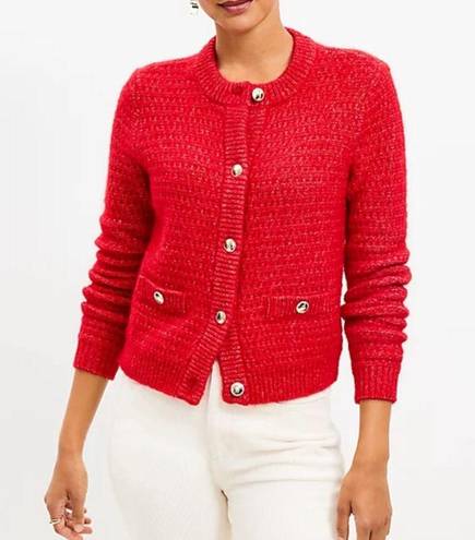 Loft  Stitchy Red  Sweater Jacket | Size  Large