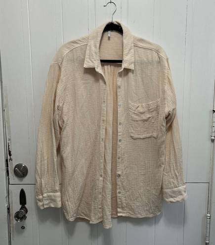 Cream Button Up Shirt Tan Size L