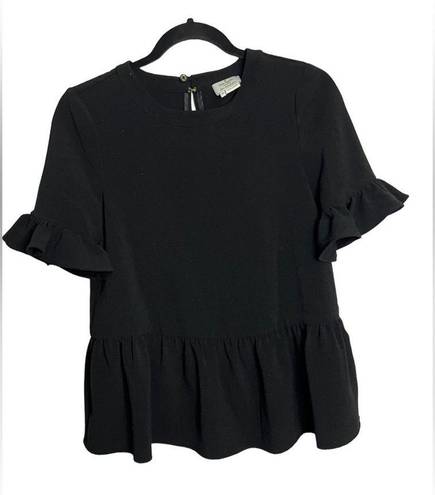 Kate Spade  Linda Black Ruffle Peplum Top