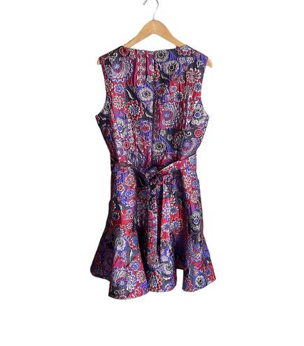 Natori Synthetic Floral Patchwork Jacquard Obi Dress in Violet