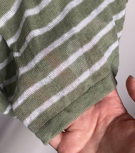 Lou & grey  soft sage v neck striped light sweater size XS