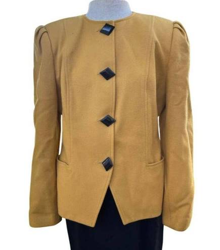 Oleg Cassini Vintage  80s Two Piece Womens Suit, Mustard and Black Size 10