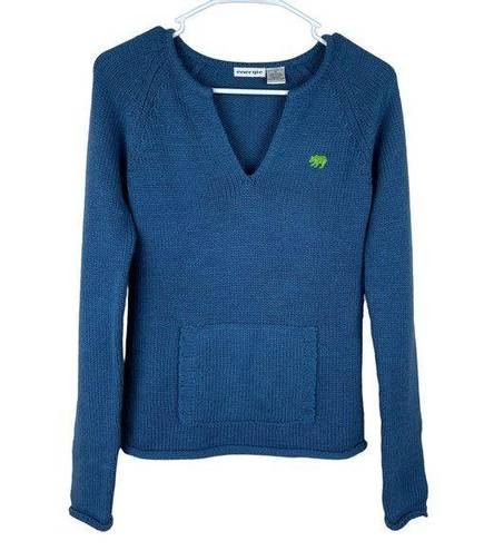 Energie Vintage‎ Y2K  Acrylic Stretch Knitted Sweater Womens Size M Blue Pocket