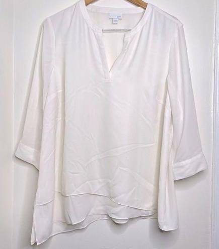 J.Jill  Cream or Ivory color blouse top Women’s Size Large Roll Tab Sleeves