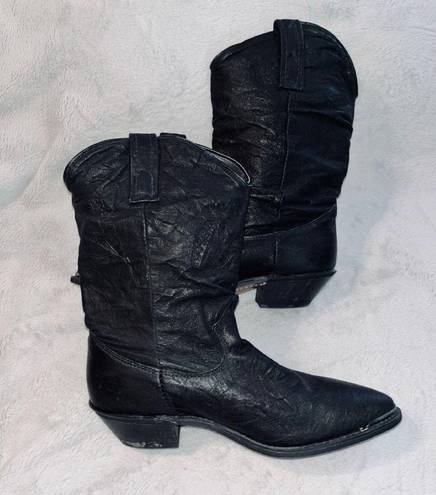 Dingo  Leather Black Boots Steel Toe Detail Sz 8