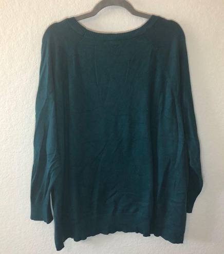 Dress Barn  Sweater Teal Scoop Neck Knit Sz 2X GUC Plus Size Casual Long Sleeve