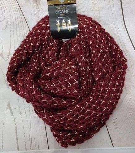 Mixit 🍎5/25 NWT  Infinity Knit Scarf Burgundy Golden Metallic