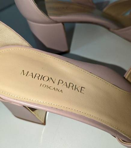 PARKE Marion  Bella Blush Pink Leather Sandal Block Heel Tie Ankle Strap Size 42