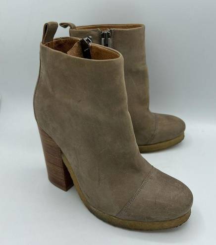 ALLSAINTS  Lakote Leather ankle Boots Taupe Stucked Chunky Heel Size US 6.5 EU 37