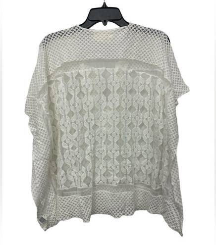 Anthropologie  White Mesh Lace Cover Up Top One Size Beach Resortwear