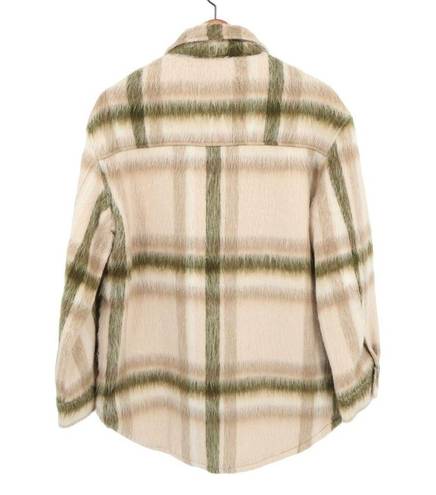 American Eagle  Brushed Check Plaid Fuzzy Shirt Jacket Shacket M