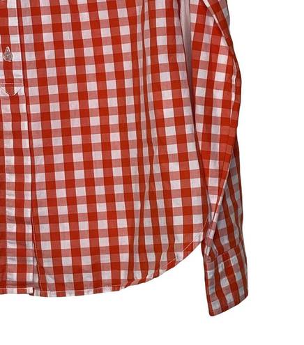 Daniel Cremieux  1/2 Button Shirt Size XS Orange White Gingham Check 100% Cotton