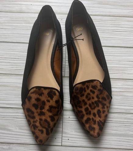 Gap  Women’s  Black and Animal Print Pointed Toe D’Orsay Ballet Flats Sz 7