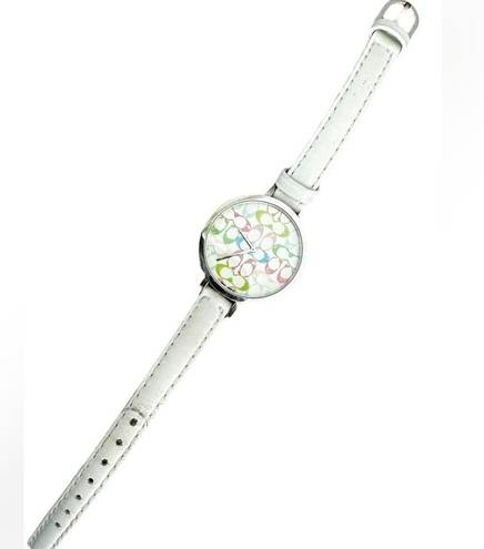 Coach  Swiss watch logo pastel white genuine leather strap water resistant‌‌‌