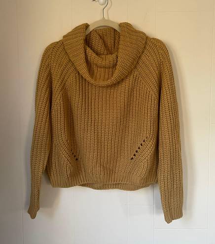 Moon & Madison cropped cowlneck knit sweater mustard yellow women’s sz Medium