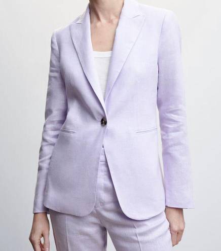 Mango ✨NEW✨  Blazer suit 100% linen Light Pastel Lilac Size 2