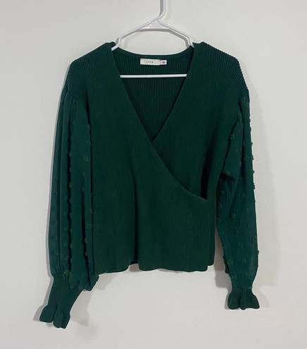 Lush Clothing Lush Green Dot Sleeve Wrap Sweater