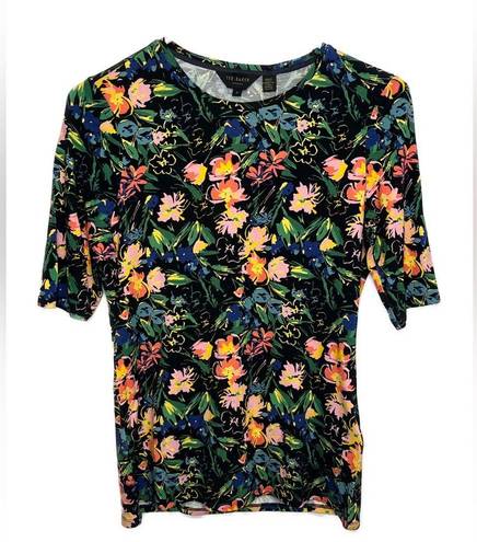 Ted Baker NWT  Black Donisha Printed Floral Top Size 2(US Size 4-6)