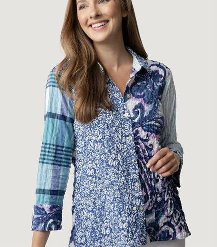 Habitat  nothing matches 48421 Stir It Up blue white purple top blouse Small