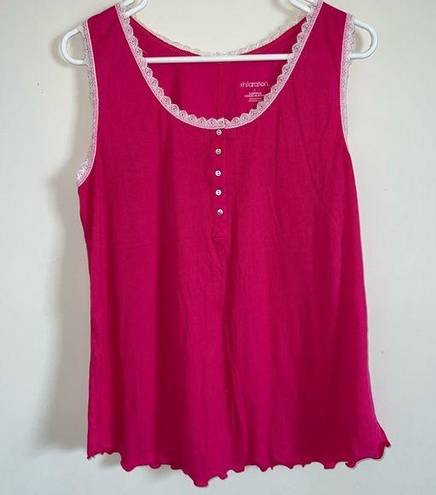 Xhilaration  tank sleep size large pink white lace LIKE NEW