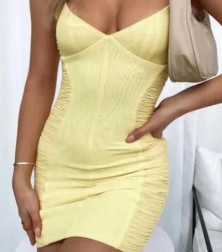 White Fox Boutique Yellow Ruched Dress