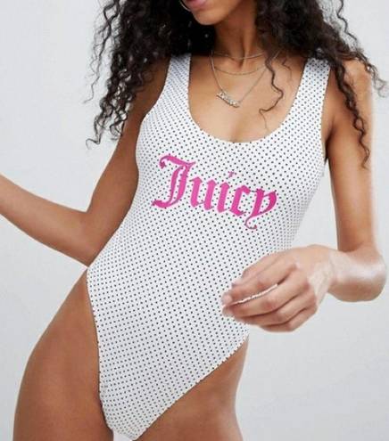 Juicy Couture  White Black Polka Dot One Piece Swim