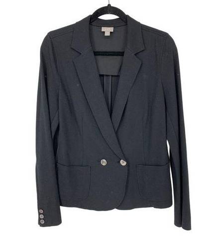 J.Jill  Jacket Women's Size Small Jersey Knit Blazer Long Sleeve Collared Black