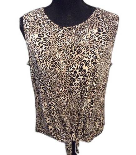 Adrianna Papell  Animal Print Tie Front Sleeveless Top Stretch Size Medium M