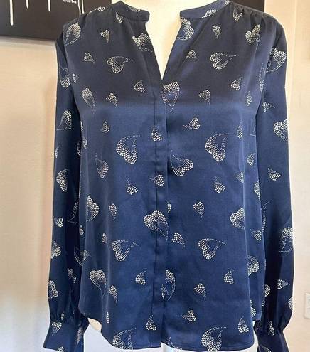 Joie  Mintee Heart Print Silk Blouse