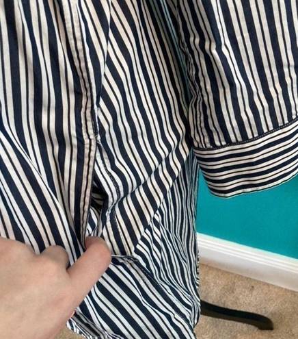 Equipment  femme blue and white striped button up shirt dress in size small