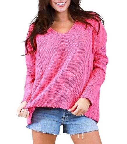 Judith March  Pink Chenille Chunky Yarn Pullover Oversized Sweater Top Size M