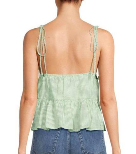 Jonathan Simkhai Zoya Top Blouse Women's Size XS Green Stripe Linen Sleeveless