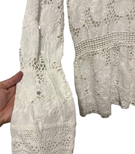 Luna  moon bohemian Gypsy white
lace flower floral top size small