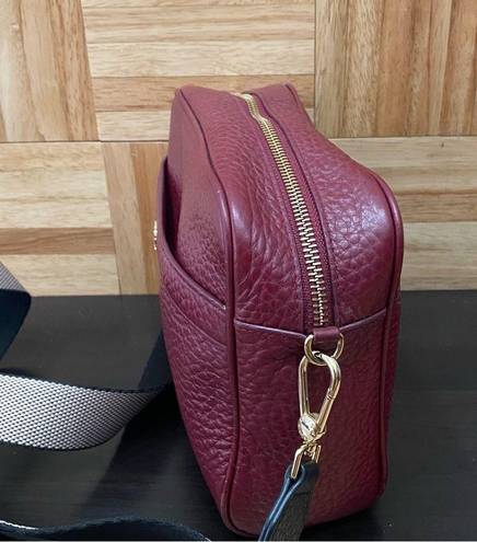 Furla  Avril BAPWAVR Burgundy Wine Pebbled Leather Guitar Strap Crossbody Bag